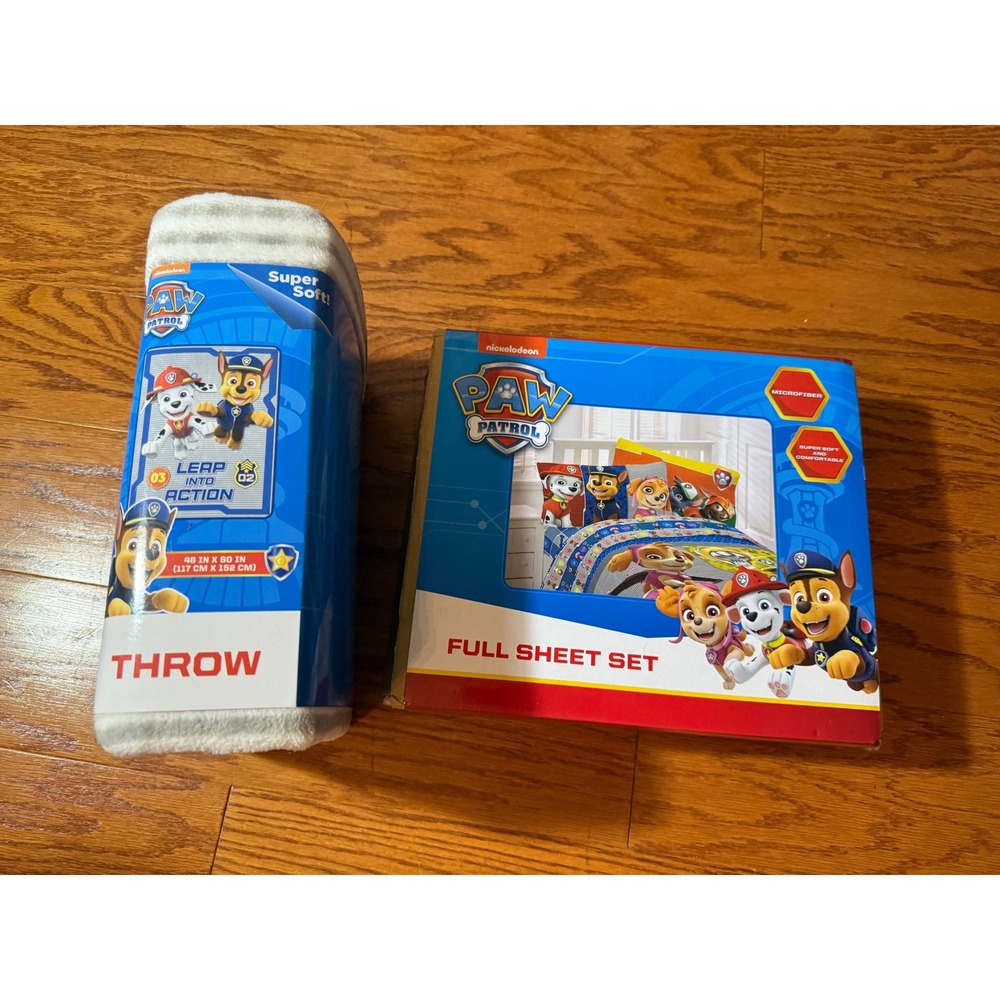 Paw Patrol Full Sheet Set and Throw New in Packaging Including Two Sham Covers